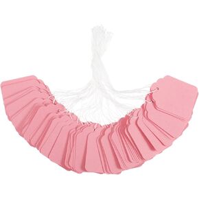 200pcs Jewelry Price Tags with String Pretied 1.4x1.8 inch Pink Paper Hang Tag Writable Tags Paper String Tag for Pricing Price Display Labels Marking Strung Label for Holiday Clothing Arts Crafts