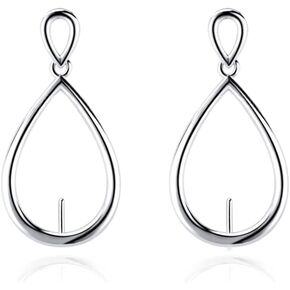 925 Sterling Silver Waterdrop Earrings with Pearl Seat for DIY Jewelry Making