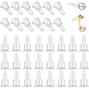 60Pcs Rubber Earring Backs, Full Cover Silicone Earring Backs Replacements Soft Clear Earrings Stoppers Dust-Proof Ear Safety Pads Backstops for Stabilize Studs Hook Earrings