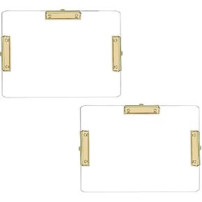 JIARI 1 Pack Clear Acrylic Horizontal Clipboard Large Size 11" x 17" (Gold 1 Pack)