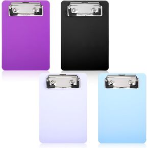 4pcs Mini Clipboards 4x6 in ، A6 Clipboards (15 × 10 سم) ، حافظة صغيرة ملونة ، حافظة بلاستيكية صغيرة للفصول الدراسية ، المكاتب ، المطاعم ، مكاتب الأطباء ، الفندق ، الأسود الأرجواني الأزرق
