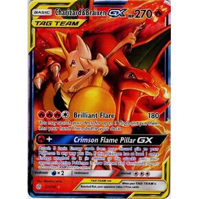 Pokemon - Charizard & Braixen Tag Team GX 22/236 - Cosmic Eclipse - Pokemon Ultra Rare Card - Holo Foil
