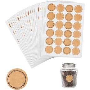 Giantree 21 Sheets/504 Pcs Kraft Label Stickers for Jars and Canning, 1.5" x 1.5“ Self-Adhesive Jar Labels for Storage Bins Food Can Jam Essential Oil Bottles Name Tags Wreath Label Sticker