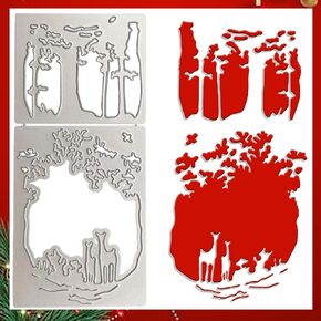 Rectangle Christmas Die Cuts for Card Making Christmas Deer Die Cuts Clearance Tree Cutting Dies for Cards Metal Christmas Dies for DIY Album Embossing Scrapbooking Paper Decorations