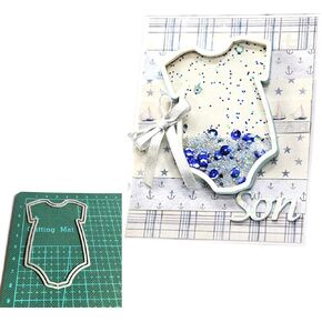 A Set Silver 3D Cute Baby Onesies Shaker Metal Cutting Dies Stencil,DIY Scrapbooking Tool Die Cuts Paper Card Album Template Mold Decoration Craft Metal Cutting Dies,Die-Cutting and Embossing
