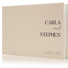 Personalized Guest Book - 11.5" x 8.5" Premium Custom Guest Signing Book with Bookmark and Blank Pages for Wedding Reception Table Decoration Engagement Birthday Party Event, Eggshell