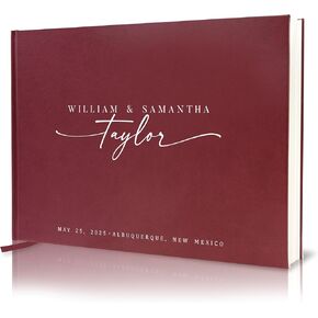 Personalized Guest Book - 11.5" x 8.5" Custom Bride & Groom Names with Bookmark and Hard Cover 140 GSM Blank Pages, for Weddings Guest Book, Engagements, Birthdays, Special Events, Cream