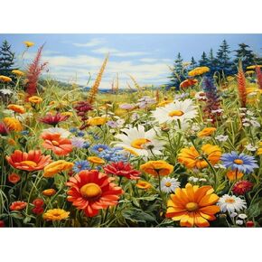 JFYHAB Floral Diamond Painting Kits for Adults, Daisy Flowers 5D Diamond Art Kits for Beginner DIY Full Drill Diamond Dots Crystal Craft Kits for Home Wall Decor Gifts 12x16 inch
