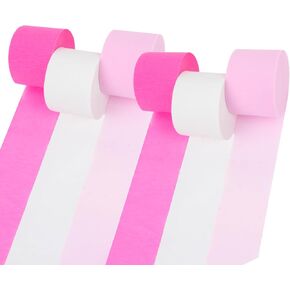 MAQIHAN Pink Party Crepe Paper Streamers - 6 Rolls 492ft Crepe Paper Valentine's Mother's Day Christmas Bachelorette Engagement Party Wedding Birthday Pink Themed Girl's Day Baby Shower Party Decor