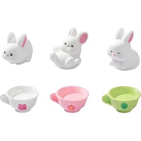 6PCS Cute Porcelain Cup /Rabbit Resin Figurines – Creative DIY Miniature Animal Ornaments for Micro Landscape, Fish Tank Aquarium Decor, Fairy Garden, Moss Decoration, Desktop Display, Car Accessories