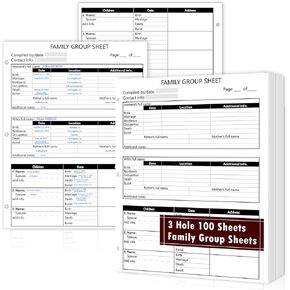 100 Sheets 3 Hole 12th Generation Family Group Sheets Two-Sided Blank Genealogy Forms 8.5×11 inch Family Tree Charts Genealogy Worksheets Archival Supplies for Research Ancestry Family Member History