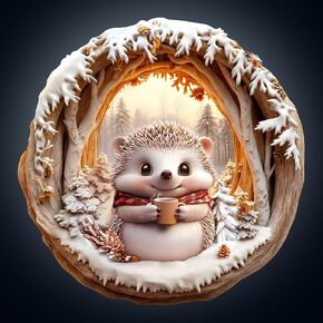 Wooden Puzzles for Adults, Wood Cave Hedgehog Puzzle, Flat Puzzles with 3D Visual Effect, Unique Puzzles for Puzzle Lover (S-8.5 * 8.5in 100pcs)
