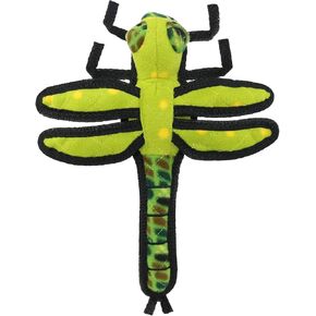 TUFFY - World's Tuffest Soft Dog Toy - Bug-Dragonfly- Green - Squeaker - Multiple Layers. Made Durable, Strong & Tough. Interactive Play (Tug, Toss & Fetch). Machine Washable & Floats (Regular)