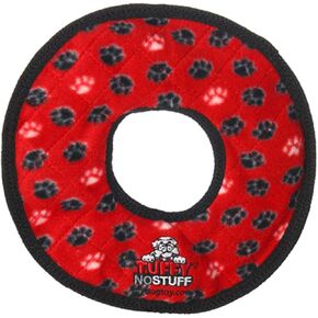 TUFFY - World's Tuffest Soft Dog Toy - NO Stuff Ring - Squeakers - Multiple Layers. Made Durable, Strong & Tough. Interactive Play (Tug, Toss & Fetch). Machine Washable & Floats (Red Paw)