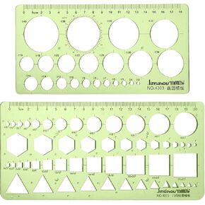 2 PCS Dircle Templates ، Drawing Drill Drawing Tool Still Plastic Circle Stencils for Drawing قالب حاكم دائرة للرسومات على قوالب رسومات بناء المدارس المكتبية