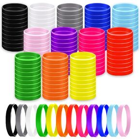 Colorful silicone wristband, 120 pieces of blank rubber bracelet for men and women teenagers