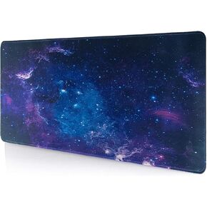 Mouse Pad Large Desk Mat, Extra Large Gaming Computer Mousepad with Stitched Edges Non-Slip, Keyboard Mouse Pad for Desktop Cute Aesthetics Home Office Galaxy Starry Desk Accessories 23.6 * 11.8 inch