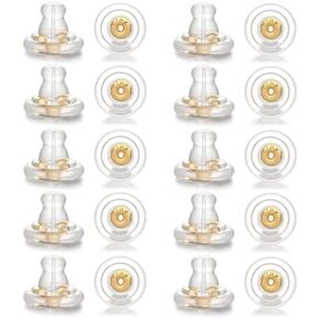 20Pcs Silicone Earrings Back, 18k Gold Earring Back, Earrings Backs Replacements，Suitable for Earring/Studs, Soft, Transparent and Comfortable, Suitable for Men and Women ﻿