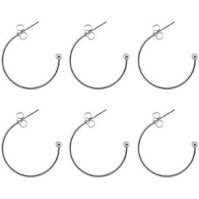 Supvox Stainless Steel C-Shaped Earring Hook 6pcs 15MM Earring Findings Beading Hoop Earring Finding Hooks Metal Hoop Earrings C-Shaped Eardrops Beads DIY Jewelry Making Supplies