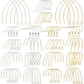 UNICRAFTALE 10 Sizes Stainless Steel Earring Hooks 80pcs Ear Wire with Loop Hypo-allergenic Earring Making Kit French Wire Earring Parts for DIY Earring Making