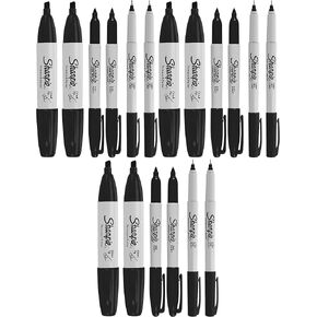 Sharpie Permanent Markers, 6 Pack Assorted Sizes, Ultra Fine Tip, Fine Tip and Chisel Tip Permanent Markers - Black Pack of 3