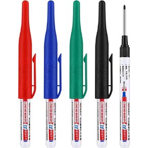 4 Pcs Multi Purpose Marker Pens office Supplies,Long Nib Head Marker Waterproof Colorful for Bathroom Woodworking Decoration,Red Black Blue Green Ink Permanent Pens,Permanent Markers Pens