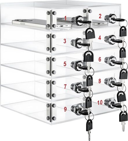 Layhit Cell Phone Locker Box Storage Clear Acrylic Cell Phone Storage Cabinet with Door Locks for Classroom School Office Factory Employees(12 Slots) in Kuwait