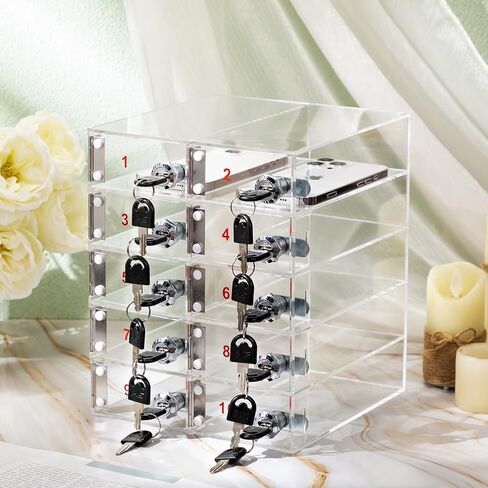 Layhit Cell Phone Locker Box Storage Clear Acrylic Cell Phone Storage Cabinet with Door Locks for Classroom School Office Factory Employees(12 Slots) in Kuwait