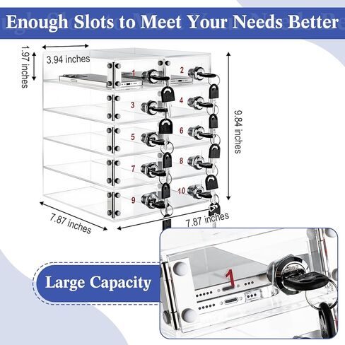 Layhit Cell Phone Locker Box Storage Clear Acrylic Cell Phone Storage Cabinet with Door Locks for Classroom School Office Factory Employees(12 Slots) in Kuwait