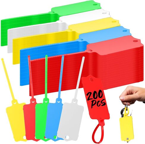 Chunful 200 Pcs Plastic Tags Waterproof Shipping Tags for Labeling Self Locking Nylon Labels Writable Marker Multicolor Cable Zip Tie Labels for Keys Luggage Logistic Inventory(Modern) in Saudi Arabia