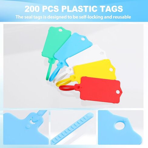 Chunful 200 Pcs Plastic Tags Waterproof Shipping Tags for Labeling Self Locking Nylon Labels Writable Marker Multicolor Cable Zip Tie Labels for Keys Luggage Logistic Inventory(Modern) in Saudi Arabia