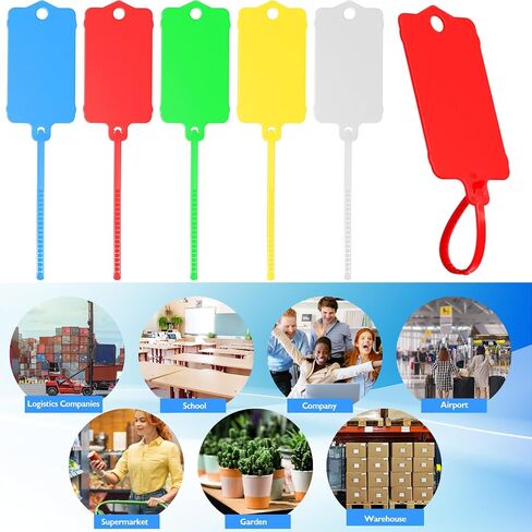 Chunful 200 Pcs Plastic Tags Waterproof Shipping Tags for Labeling Self Locking Nylon Labels Writable Marker Multicolor Cable Zip Tie Labels for Keys Luggage Logistic Inventory(Modern) in Saudi Arabia