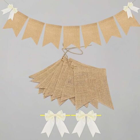 15Packs Burlap Banner 5 "x7" مع 2Packs Bow Bow Diy فارغ لافتة لحفلات الزفاف الأطفال الاستحمام الزفاف حفلات أعياد الميلاد والديكور المنزلي in Kuwait