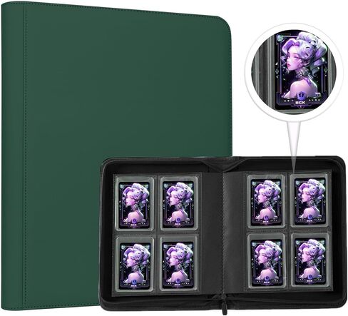 يمتلك Toploader Binder ، موثق Top-side top-side ذو 4 جيب ، 128 بطاقة في 3 "× 4" من قائدي Toploaders ، PU Leather Card Binder Abulm للتداول والرياضة والألعاب (Black) (Black) in Kuwait