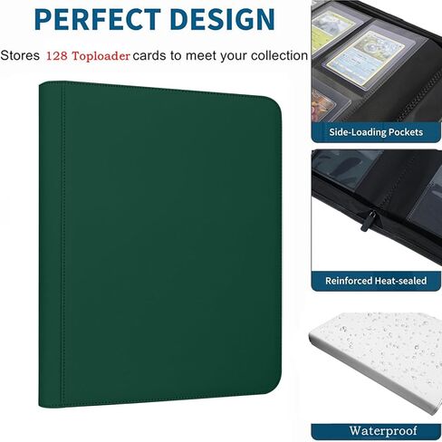 يمتلك Toploader Binder ، موثق Top-side top-side ذو 4 جيب ، 128 بطاقة في 3 "× 4" من قائدي Toploaders ، PU Leather Card Binder Abulm للتداول والرياضة والألعاب (Black) (Black) in Kuwait