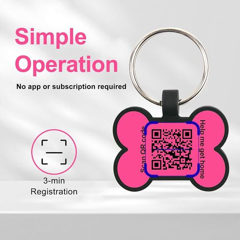 علامة QR رمز الكلب الكلب العلامات المحفورة للحيوانات الأليفة الشخصية Silent Silicone اسم الكلب علامة مع أي اسم لجرو كيتي الحيوانات الأليفة ملف التعريف على الإنترنت إرسال بريد إلكتروني إلى البريد الإلكتروني عند المسح (الجولة الوردية) in Kuwait
