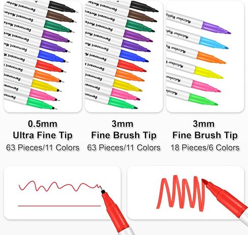 Aodaer 144 Pack Permanent Markers, 3mm and 0.5mm, Colored Fine Point Markers and Highlighter, Waterproof, Quick-drying, Smooth Markers for Home Office School Supplies, Works on Wood, Plastic, Metal in Saudi Arabia