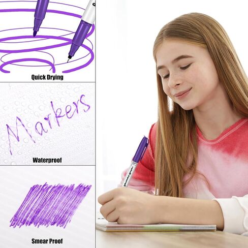 Aodaer 144 Pack Permanent Markers, 3mm and 0.5mm, Colored Fine Point Markers and Highlighter, Waterproof, Quick-drying, Smooth Markers for Home Office School Supplies, Works on Wood, Plastic, Metal in Saudi Arabia