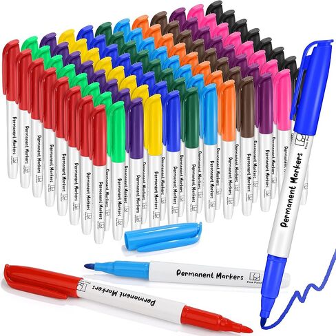 Aodaer 144 Pack Permanent Markers, 3mm and 0.5mm, Colored Fine Point Markers and Highlighter, Waterproof, Quick-drying, Smooth Markers for Home Office School Supplies, Works on Wood, Plastic, Metal in Saudi Arabia