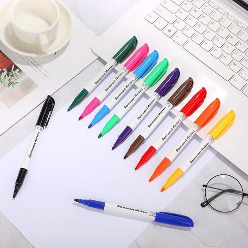 Aodaer 144 Pack Permanent Markers, 3mm and 0.5mm, Colored Fine Point Markers and Highlighter, Waterproof, Quick-drying, Smooth Markers for Home Office School Supplies, Works on Wood, Plastic, Metal in Saudi Arabia