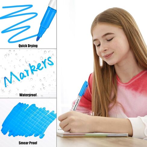 Aodaer 144 Pack Permanent Markers, 3mm and 0.5mm, Colored Fine Point Markers and Highlighter, Waterproof, Quick-drying, Smooth Markers for Home Office School Supplies, Works on Wood, Plastic, Metal in Saudi Arabia