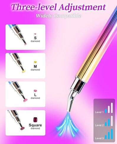 Maylatte Electric Vacuum Diamond Paint Pens ، 3 مستوى شفط قابل للتعديل ، قلم اللوحة الفنية الماس بدون شمع ، أداة إكسسوارات Diamond Painter Litting لإعداد أحجار AB مع صينية التخزين (الأرجواني) in Kuwait