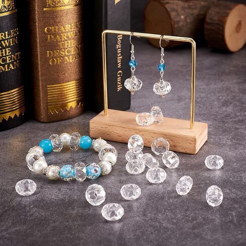 KISSITTY 100pcs Clear Glass Faceted European Beads Bulk Crystal Large Hole Loose Rondelle Spacer Beads Slide Charms No Metal Core 14x8mm for DIY Bracelet Necklace Jewelry Crafts Making Hole:5mm in Saudi Arabia