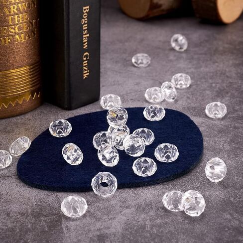 KISSITTY 100pcs Clear Glass Faceted European Beads Bulk Crystal Large Hole Loose Rondelle Spacer Beads Slide Charms No Metal Core 14x8mm for DIY Bracelet Necklace Jewelry Crafts Making Hole:5mm in Saudi Arabia