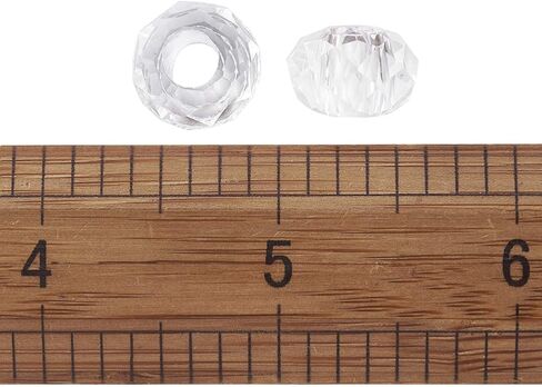 KISSITTY 100pcs Clear Glass Faceted European Beads Bulk Crystal Large Hole Loose Rondelle Spacer Beads Slide Charms No Metal Core 14x8mm for DIY Bracelet Necklace Jewelry Crafts Making Hole:5mm in Saudi Arabia