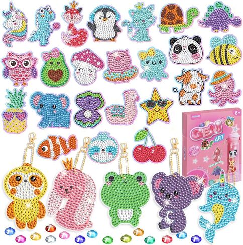 مجموعة أدوات الحرف اليدوية من أووينكسي للفتيات من عمر 6 إلى 8 سنوات و8 إلى 12 عامًا، ومجموعات الفنون والحرف اليدوية لسلاسل المفاتيح للأطفال، أكثر من 5000 جوهرة مع 28 تصميمًا (ملون-1) in Kuwait