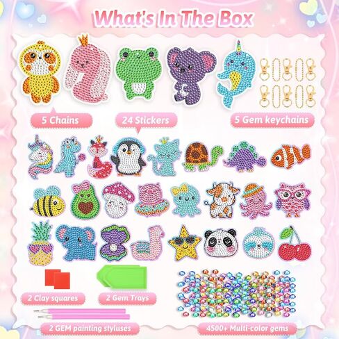 مجموعة أدوات الحرف اليدوية من أووينكسي للفتيات من عمر 6 إلى 8 سنوات و8 إلى 12 عامًا، ومجموعات الفنون والحرف اليدوية لسلاسل المفاتيح للأطفال، أكثر من 5000 جوهرة مع 28 تصميمًا (ملون-1) in Kuwait