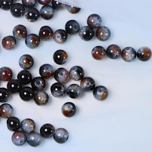 100pcs حبات زجاجية من الزجاج 10 ملم من الخرز البلوري لصنع المجوهرات مداخن حبات الحرف حبات كبيرة لأقراط سوار القلادة ديكور المجوهرات (أسود أحمر) in Kuwait