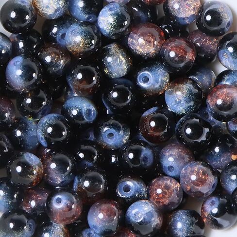 100pcs حبات زجاجية من الزجاج 10 ملم من الخرز البلوري لصنع المجوهرات مداخن حبات الحرف حبات كبيرة لأقراط سوار القلادة ديكور المجوهرات (أسود أحمر) in Kuwait