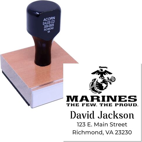 Eagle Globe Anchor Custom Address Rubber Stamp - Personalized 3 Line Inking Stamp for Mailing - Ideal for Veterans & Proud Service Members - Unique Customized Address Stamp in Saudi Arabia